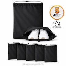 Microcase Su Geçirmez İpli Ayakkabı Eşya Düzenleyici Seyahat Çantası Hurç 50 X 40 Cm 5 Adet Al5505 Siyah