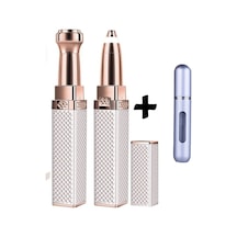 Markafox Luxury 2 Başlıklı Şarjlı Işıklı Kaş Bıyık Alma Vücut Tüy Epilasyon Aleti + Mini Parfüm Şişesi