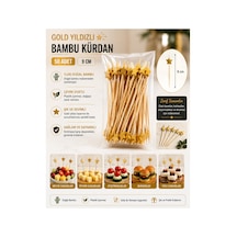 Gold Yıldızlı Bambu Kürdan 9 Cm 50 Adet - 913958414