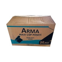 Arma Siyah Orta Boy 55x60 Cm. 30 Litre Çöp Torbası Poşeti - 20 Adetlik 50 Rulo / 1000 Adet/koli