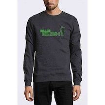Billie Eilish Baskılı Füme Erkek Örme Sweatshirt