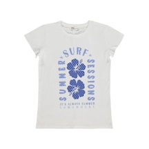 Civil Girls Summer Surf Sessions Baskılı 10-13 Yaş Tişört - Kırık Beyaz