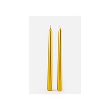 Mum - Şamdan Mum - Metalik - 2 Adet - Gold - 26Cm