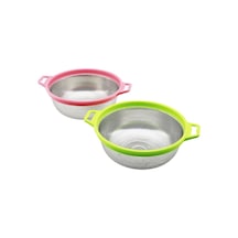 Lunaev 21 Cm Renkli Plastik Çerçeve - Kulplu Çelik Sepet Metal Süzgeç Açık Camgöbeği