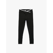 Koton Yüksek Bel Kemer Detaylı Slim Fit Spor Tayt Siyah 6sak40461nk