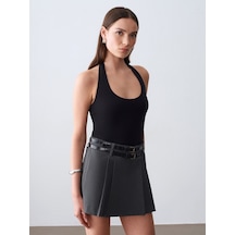 Dilvin 32726 Halter Yaka Top-siyah
