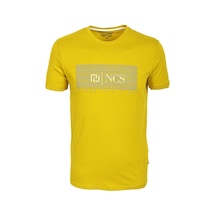 Erkek Citrone Yüksek Baskı Slim Fit Bisiklet Yaka Baskılı %100 Pamuk T-shirt Jeans 1925-citrone Hardal