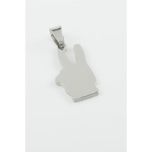 Zafer - 995 - İşareti Çelik Kolye Ucu 2,8 Cm - Shophnrl - Gümüş Rengi