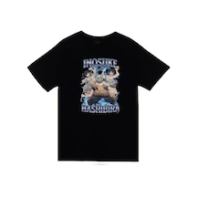 Demon Slayer Inosuke Hashibira Anime Baskılı Unisex %100 Pamuk Siyah T-shirt SIYAH