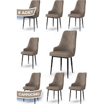 Canisa Trex Serisi 1.sınıf Babyface Kumaş Kahve Metal Ayak 8 Adet Cappucino Sandalye Sandalye Cappucıno Ayakları Kahve