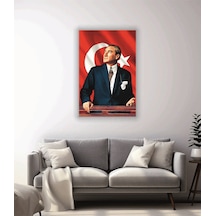 Bayrak Ve Atatürk Temalı Cam Tablo