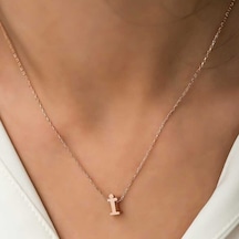 Gumush Gümüş Rose 3 Boyutlu İ Harf Kadın Kolye