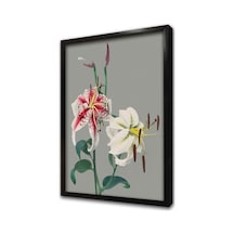Gri Zeminde Çiçek Iı Çerçeveli Mdf Tablo-172228