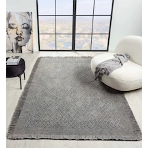 Carpetrium Antique Prm Grey - Dört Tarafı Saçaklı Pamuklu Yıkanabilir Kilim