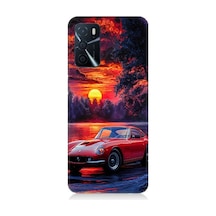 Oppo A16 Uyumlu Kırmızı Spor Araba Desenli Silikon Kılıf