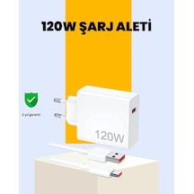 120 Watt Type C Hızlı Şarj Cihazı Reno 4 5 6 Uyumlu Beyaz