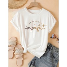 Uyguntarz Unisex Inperfect Baskılı Tasarım Tshirt Beyaz
