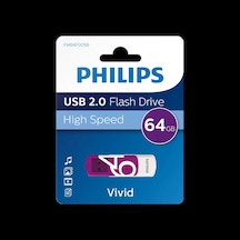 Phılıps Fm64fd05b, 64gb, Usb 2.0, Vivid, Mor, Flash Disk