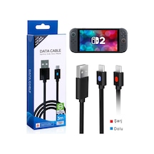 Switch 2 Şarj Kablosu 3 Metre Led Göstergeli Ns2 Oyun Konsolu Type-c Örgü Kablo