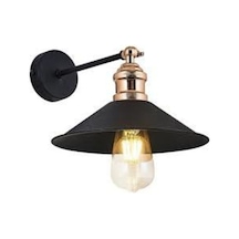 S Retro Mafsalı Aplik 23cm Rustik Aplik Metal Aplik Siyah