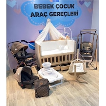 25 Parça Yeni Doğan Bukka Bebek Çeyiz Seti Salıncak Çekmeceli Beşik Hamak Puset Çanta... Kahverengi Kahverengi