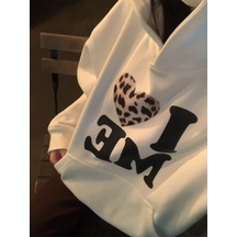 Startmore Beyaz Kore Serisi Şık Leopar Baskı Harfler Beyaz
