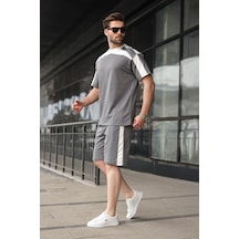Madmext Füme Erkek Şort T-shirt Takımı E7346 Füme