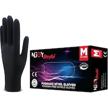Muayene Medium Pudrasız Njoy Nitril Siyah Eldiven Siyah