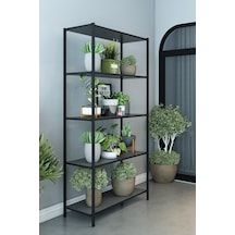 Scarlet 5 Raflı Çiçeklik Saksılık Saksı Standı Dekoratif Çok Amaçlı Raf 150 Cm Antrasit Gri