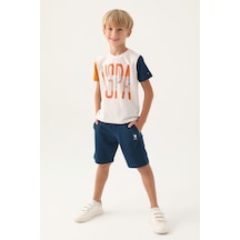 U.S. Polo Assn. Lisanslı Brand Krem Erkek Çocuk Bermuda Takım 5274-43048 Krem Melanj