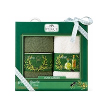 Truva Zeytin Desenli Baskılı Mutfak Peçetesi Seti 2 Li 30x50 Cm Koyu Yeşil-beyaz