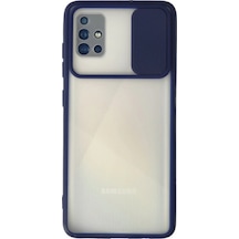 Samsung Galaxy A71 Kılıf Palm Buzlu Kamera Sürgülü Silikon - Lacivert