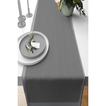 Gri Çizgi Desenli Premium Masa Örtüsü Runner Rnr351n11