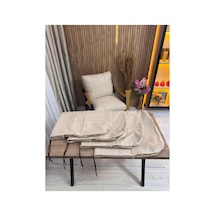 Outdoor Kumaş,bahçe Minderi,balkon Minderi,koruyucu Kılıf , 2-1-1 Takıma Uygun 4 Adet Pofuduk Model ,minder Kılıfı Ekru