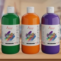 Yeşil, Mor, Turuncu Akrilik Boya 3&apos Lü Set 3x500 Gr