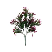 Yapay Çiçek Yeşil Bordo Renk Podocarpus Demeti 7dal 48 Çiçek Garnitür Aradal Dekoratif Yapay Bitki