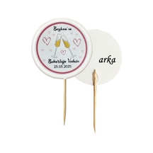 20 Adet Kişiye Özel Baskılı Bekarlığa Veda Pasta Kürdanı 6,5 Cm Bride To Be -4