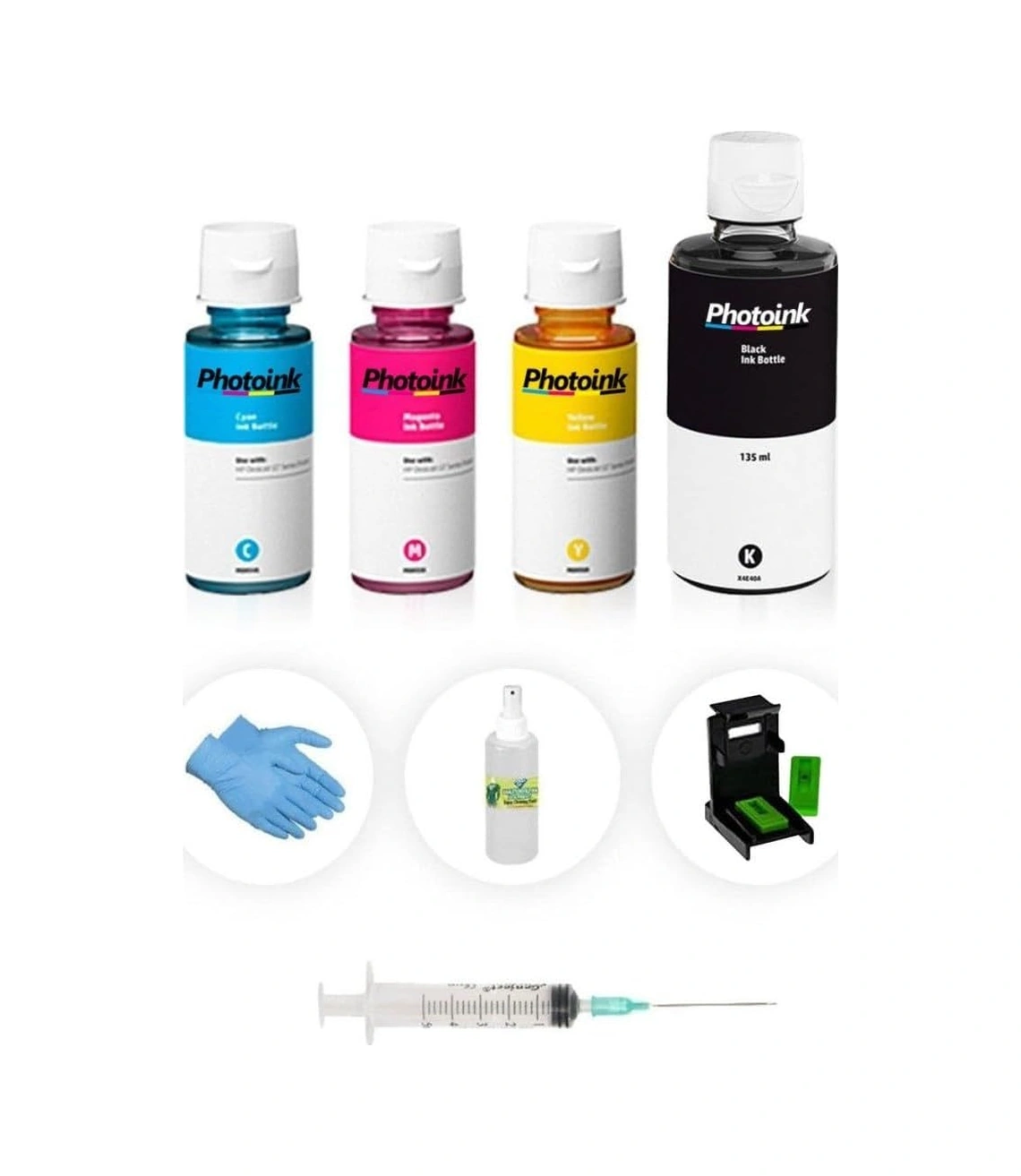 Photo Ink Hp Officejet 6500a Plus Plus Siyah Ve Renkli Kartuş Dolum Seti