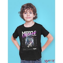 Bumeta Mucize Büyücü Kedi Cat Çocuk Tişört T-shirt Siyah