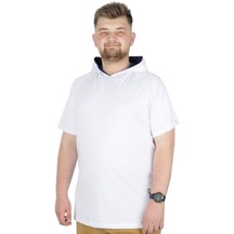 Mode Xl Büyük Beden T-shirt Kapşonlu Barcode 22178 Beyaz 001