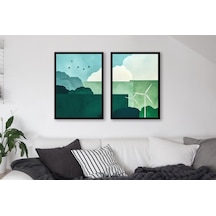 Modern Manzara İkili Çerçeveli Mdf Tablo Seti-174308