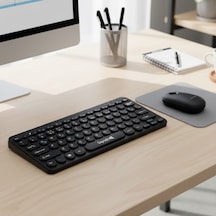 Kablosuz Lacivert Bluetooth Klavye Mouse Seti Yuvarlak Tuşlu Tasarım, Türkçe Q Dizilim, Taşınabilir, Ev Ve Ofi