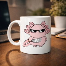 Cool Axolotl Tasarımlı Porselen Kupa Model 83 Eğlenceli, Sevimli Ve Enerji Dolu Kahve Kupası Çok Renkli