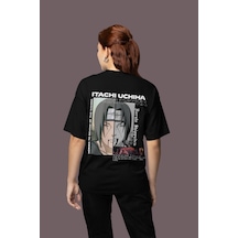 Sevbano Naruto Shippuden Itachi Uchiha Sırt Baskılı Unisex Oversize Anime Siyah