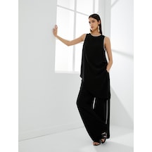 Koton Asimetrik Bluz Kolsuz Kontrast Biye Detaylı Siyah 4sak60191uw 4SAK60191UW999