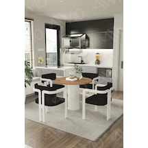 Avvio Sirius Ptt Lake Mdf Ayak 4'lü Tokyo Metal Demonte Sandalye 90x90 Masa Sandalye Takımı Beyaz