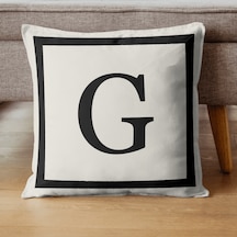 Harfli Kırlent Kılıfı - G Harfi - Dekoratif Kırlent Kılıfı Krem