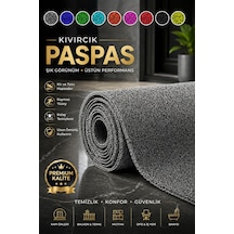 Abkgrı-100x1500 Kıvırcık Paspas Tüm Ölçüler Kaymaz Taban Halı Yolluk Kapı Önü Paspası Gri
