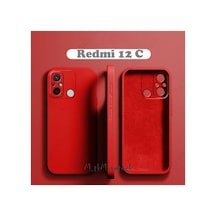 Xiaomi Redmi 12c Uyumlu Kılıf Kamera Korumalı Içi Kadife Süet Yumuşak Hisli Lansman Silikon Kapak Kırmızı