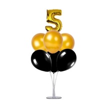5 Yaş Rakam Folyo Balon Altın Gold 40 CM Balon Stand. 6 Adet Bal